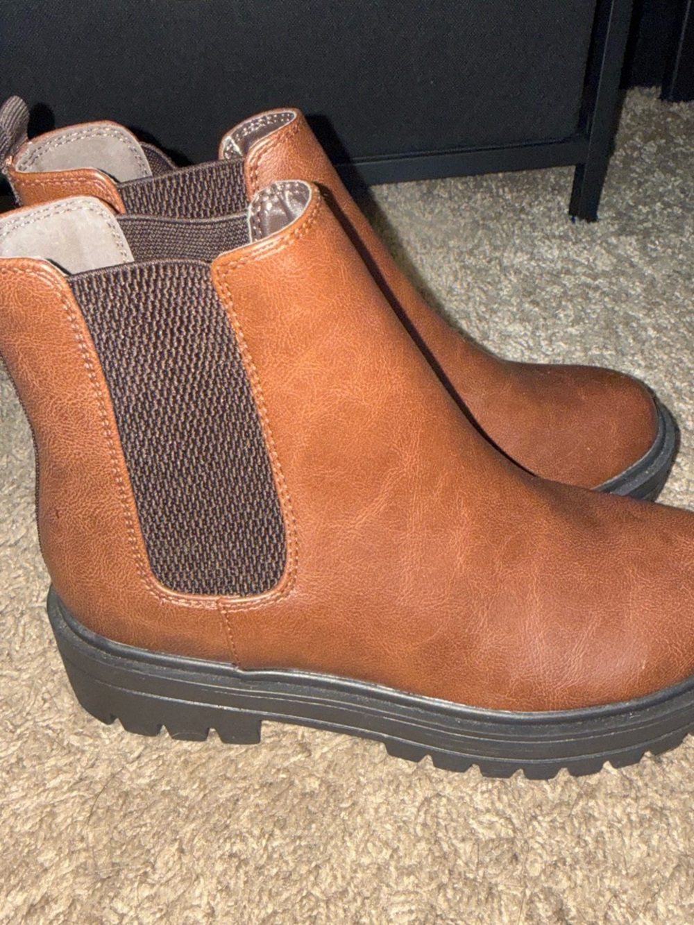 Women's Brown Chelsea Ankle Booties with Elastic Side Panels